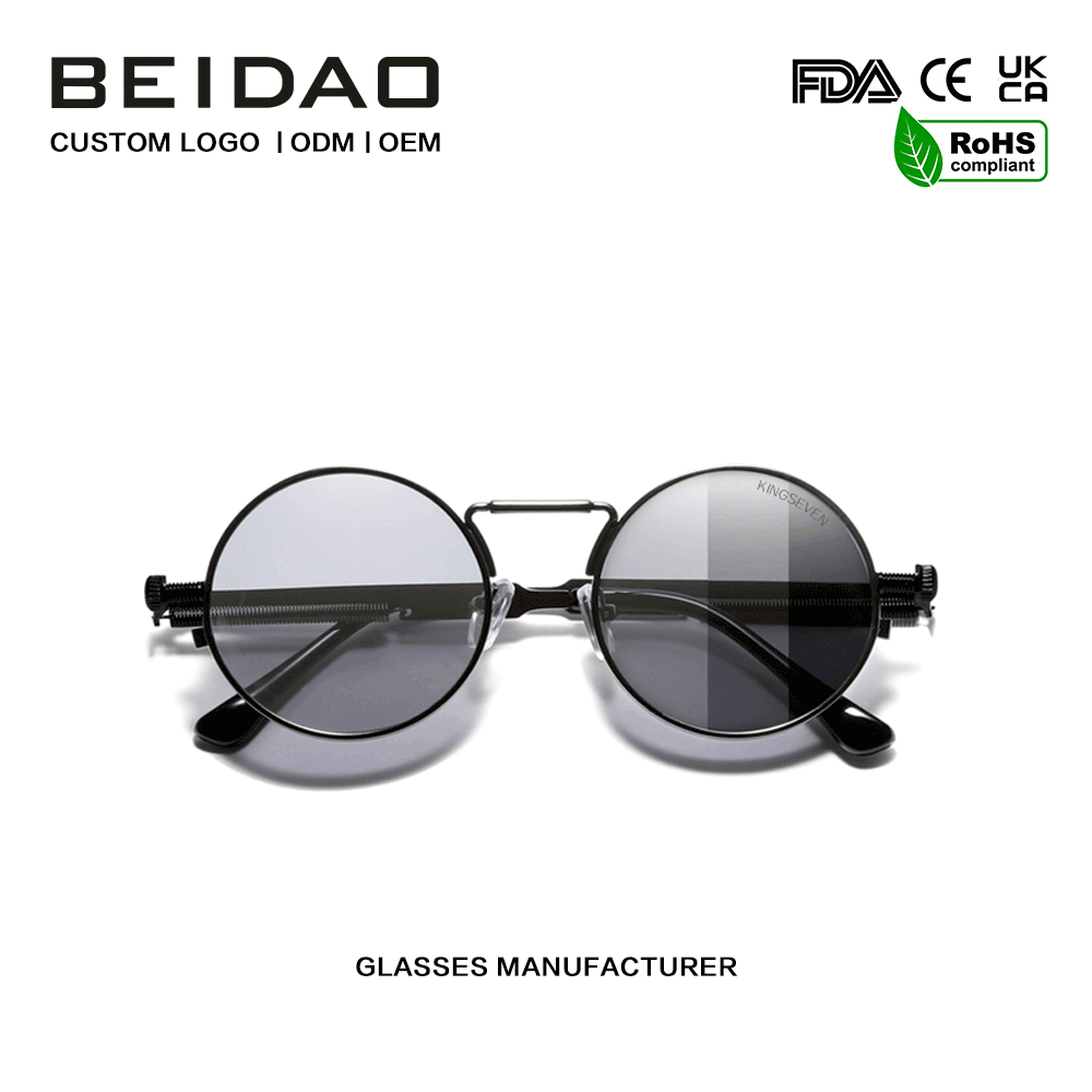 Designer Färgbyte Polarized Vintage Metal Solglasögon