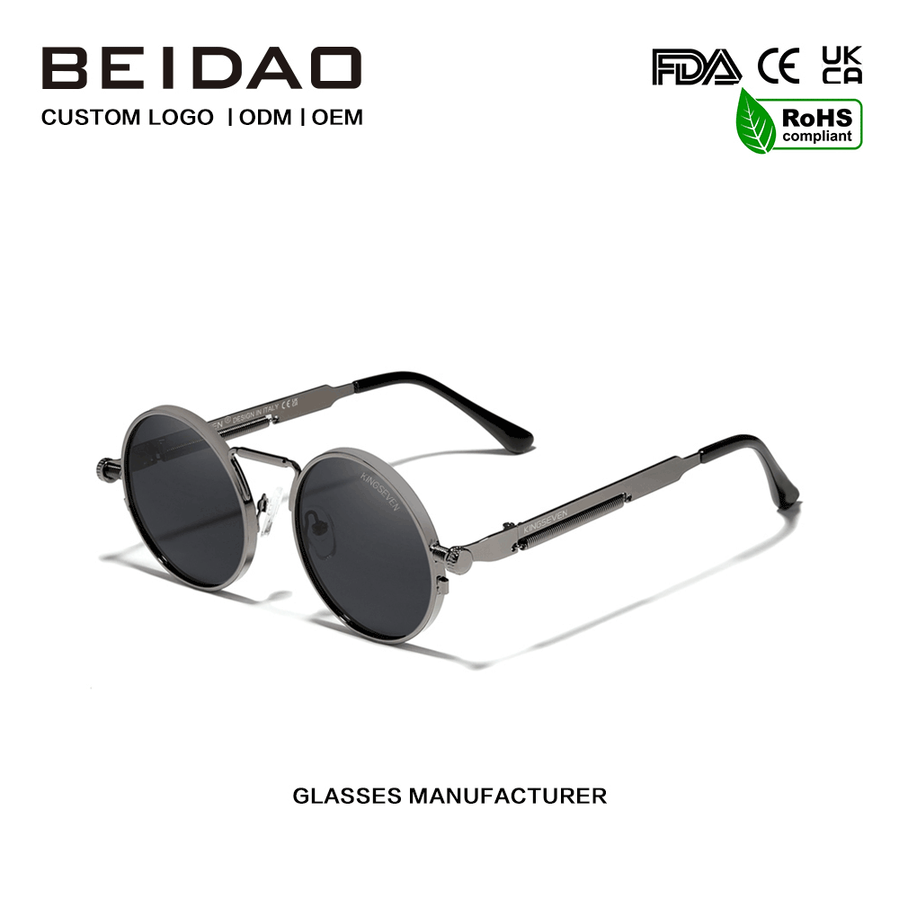 Designer UV400 skydd Polarized Vintage Metal Solglasögon