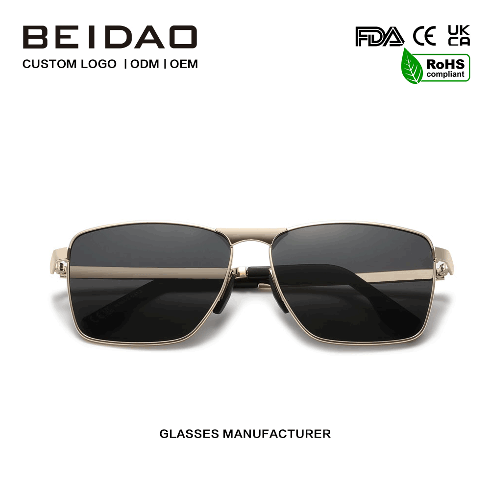 Luxury Alloy Square UV400 TAC Linser Solglasögon för unisex