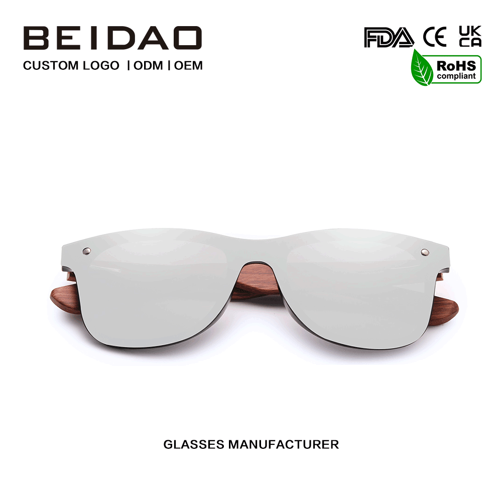 Moderna original Bubinga Wood Silver Polarized Solglasögon